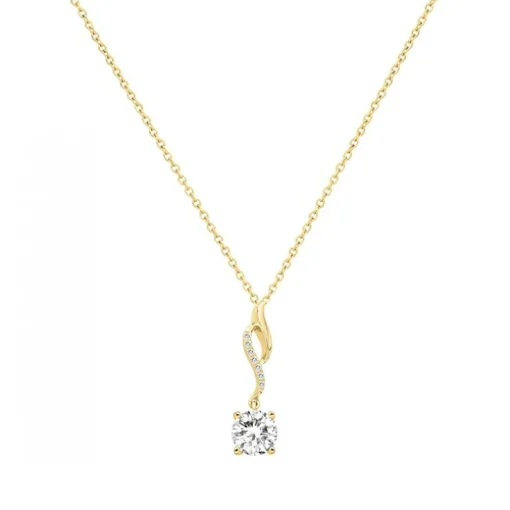 Collier femme solitaire EDORA PLAQUE OR et oxydes
