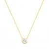 Collier femme solitaire EDORA PLAQUE OR et oxyde