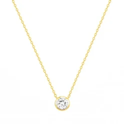 Collier femme solitaire EDORA PLAQUE OR et oxyde