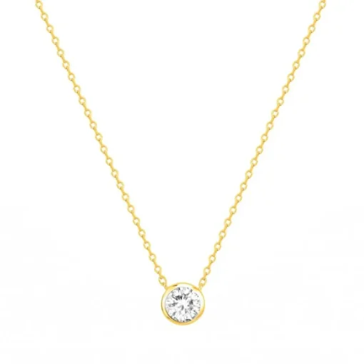 Collier femme solitaire EDORA PLAQUE OR et oxyde