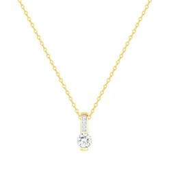 Collier femme solitaire EDORA PLAQUE OR et oxydes