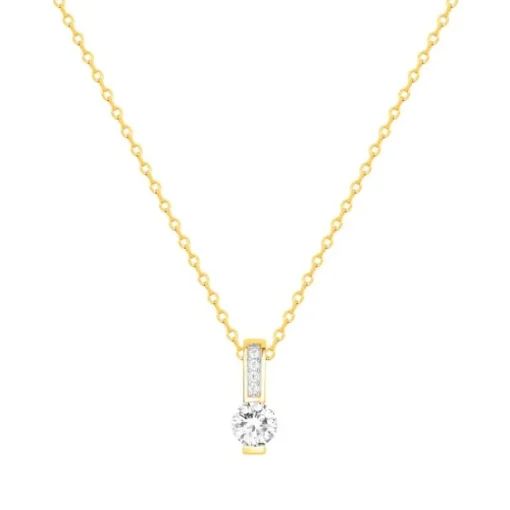 Collier femme solitaire EDORA PLAQUE OR et oxydes