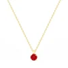 Collier femme solitaire EDORA PLAQUE OR et spinelle rouge