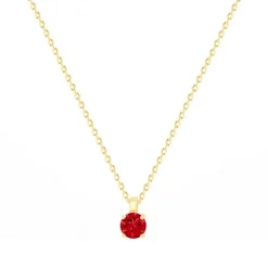 Collier femme solitaire EDORA PLAQUE OR et spinelle rouge