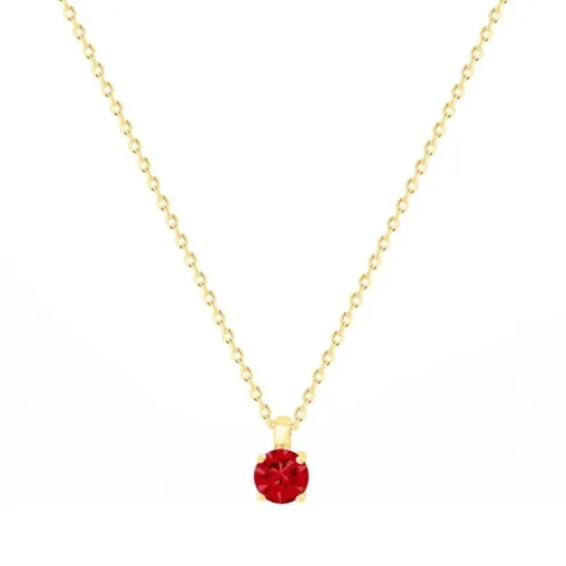 Collier femme solitaire EDORA PLAQUE OR et spinelle rouge