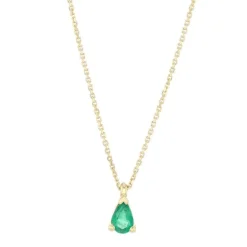 Collier Femme Solitaire EDORA OR 750/1000 Jaune et Émeraude EDOA15520
