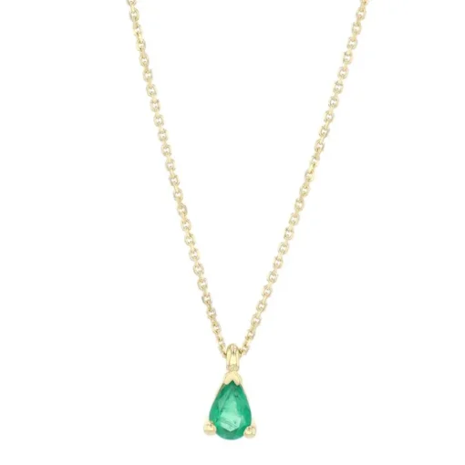 Collier Femme Solitaire EDORA OR 750/1000 Jaune et Émeraude EDOA15520