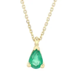 Collier Femme Solitaire EDORA OR 750/1000 Jaune et Émeraude EDOA15520