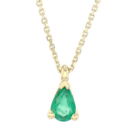 Collier Femme Solitaire EDORA OR 750/1000 Jaune et Émeraude EDOA15520