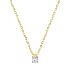 Collier Femme Solitaire OR 750/1000 Jaune et Diamant