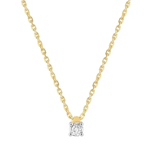 Collier Femme Solitaire OR 750/1000 Jaune et Diamant