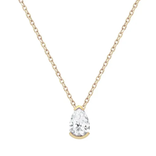 Collier Femme Solitaire OR 375/1000 Jaune et Oxydes
