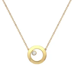 Collier Femme Solitaire OR 750/1000 Jaune et Diamant