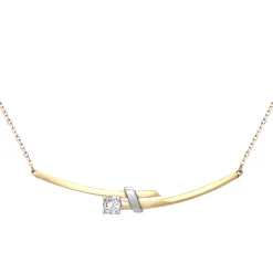 Collier Femme Solitaire OR 375/1000 Bicolore et Oxyde