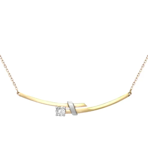 Collier Femme Solitaire OR 375/1000 Bicolore et Oxyde
