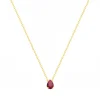 Collier Femme Solitaire PLAQUE OR Jaune et Spinelle Rouge
