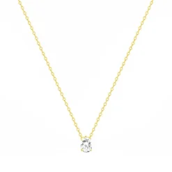 Collier Femme Solitaire PLAQUE OR Jaune et Oxyde