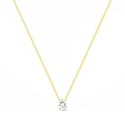 Collier Femme Solitaire PLAQUE OR Jaune et Oxyde