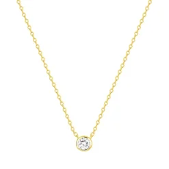 Collier Femme Solitaire PLAQUE OR Jaune et Oxyde