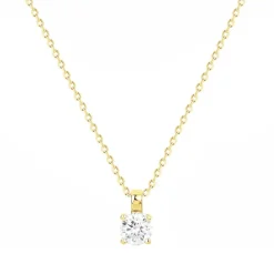 Collier Femme Solitaire PLAQUE OR Jaune et Oxyde