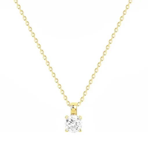 Collier Femme Solitaire PLAQUE OR Jaune et Oxyde
