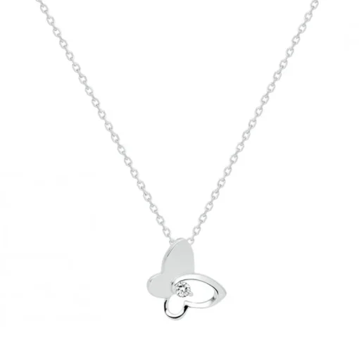 Collier Femme solitaire papillon EDORA ARGENT 925/1000 et Oxyde