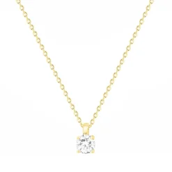 Collier Femme Solitaire PLAQUE OR Jaune et Oxyde
