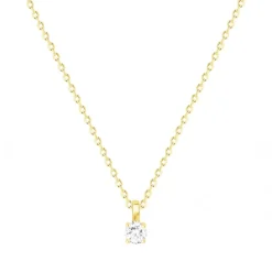 Collier Femme Solitaire PLAQUE OR Jaune et Oxyde