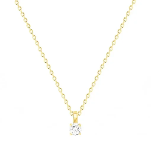 Collier Femme Solitaire PLAQUE OR Jaune et Oxyde