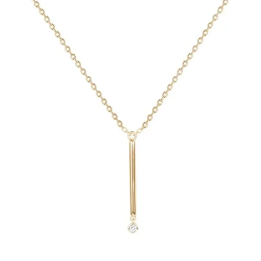 Collier Femme Solitaire Essentielle La Garçonne PLAQUE OR et Diamant