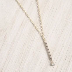 Collier Femme Solitaire Essentielle La Garçonne PLAQUE OR et Diamant
