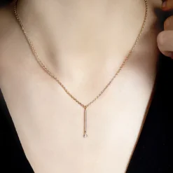 Collier Femme Solitaire Essentielle La Garçonne PLAQUE OR et Diamant