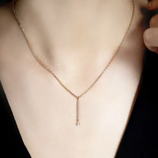 Collier Femme Solitaire Essentielle La Garçonne PLAQUE OR et Diamant