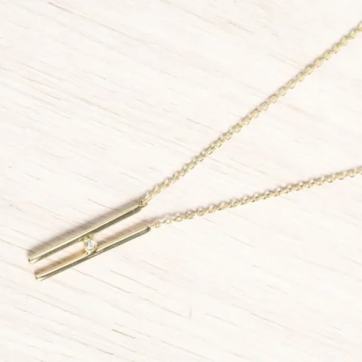 Collier Femme Solitaire Harmonie La Garçonne PLAQUE OR et Diamant