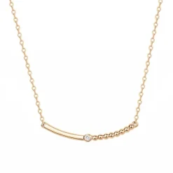 Collier Femme Solitaire Indécise La Garçonne PLAQUE OR et Diamant
