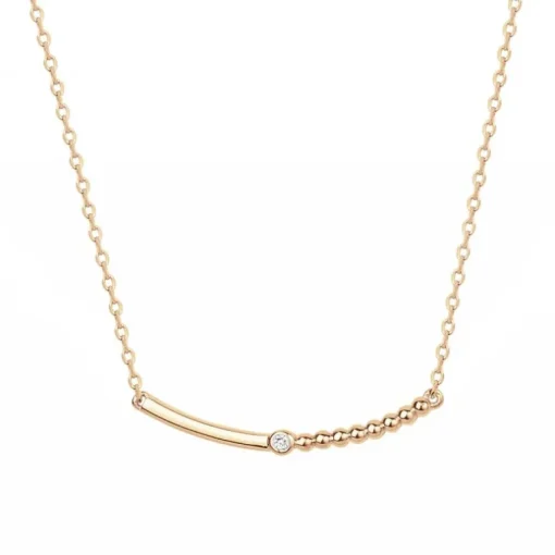 Collier Femme Solitaire Indécise La Garçonne PLAQUE OR et Diamant