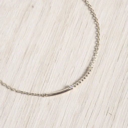 Collier Femme Solitaire Indécise La Garçonne PLAQUE OR et Diamant