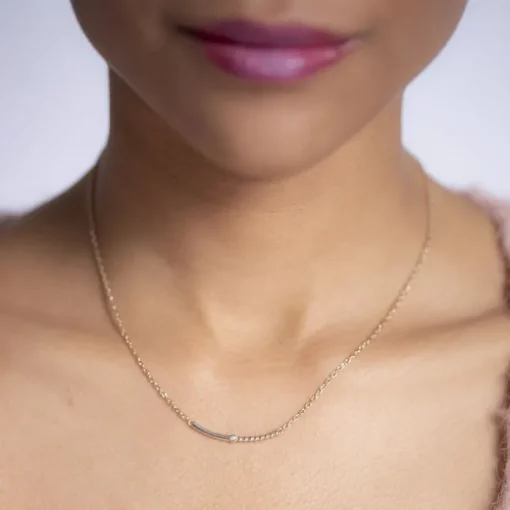 Collier Femme Solitaire Indécise La Garçonne PLAQUE OR et Diamant