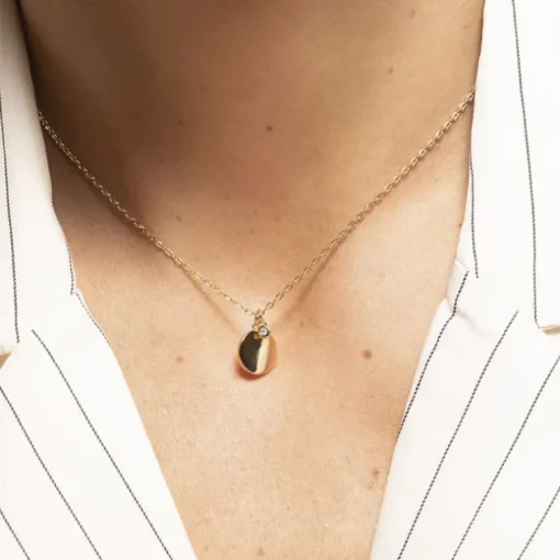 Collier Femme Solitaire Jamais sans Toi La Garçonne PLAQUE OR et Diamant