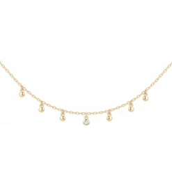 Collier Femme Solitaire Optimiste La Garçonne PLAQUE OR et Diamant
