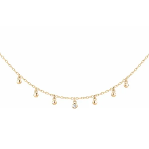 Collier Femme Solitaire Optimiste La Garçonne PLAQUE OR et Diamant