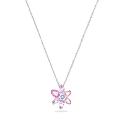 Collier Femme SWAROVSKI GEMA FLEUR ROSE Métal Rhodié Blanc