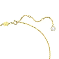 Collier Femme SWAROVSKI GEMA FLEUR VERTES Plaqué Ton Or