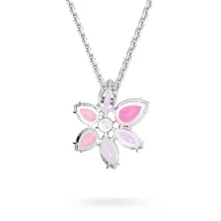 Collier Femme SWAROVSKI GEMA FLEUR ROSE Métal Rhodié Blanc