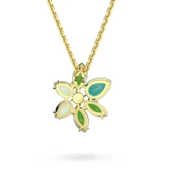 Collier Femme SWAROVSKI GEMA FLEUR VERTES Plaqué Ton Or