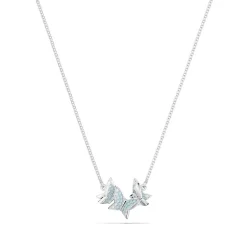 Collier Femme SWAROVSKI LILIA PAPILLON BLEU Métal Rhodié Blanc