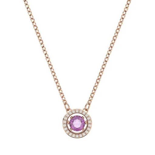 Collier femme swarovski Sparkling Dance métal doré rose et cistal violet