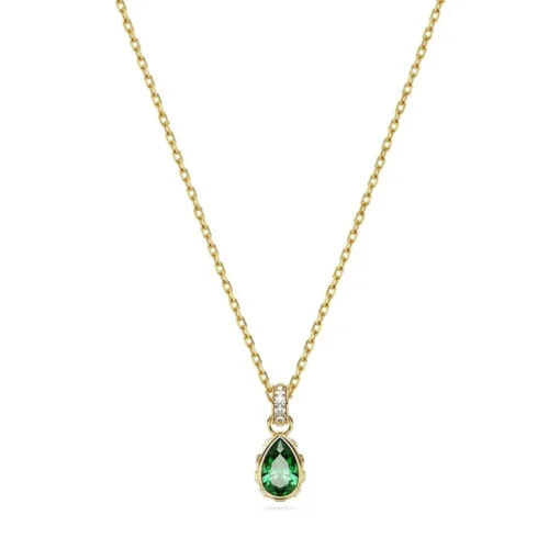 Collier Femme SWAROVSKI STILLA VERT Plaqué Ton Or