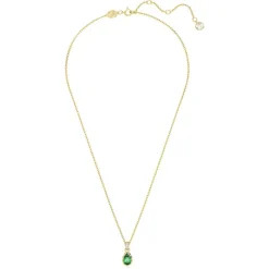 Collier Femme SWAROVSKI STILLA VERT Plaqué Ton Or