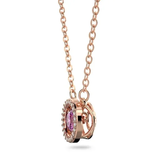 Collier femme swarovski Sparkling Dance métal doré rose et cistal violet